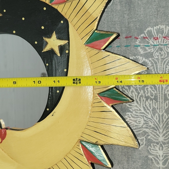 Vintage | Artist Signed Celestial Hand Painted Sun Moon & Stars Mirror - Picture 3 of 14